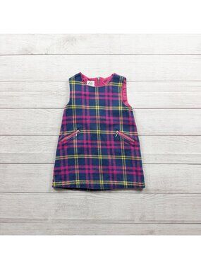 Mini Boden Girls Colorful Plaid Sleeveless Jumper Dress 2-3